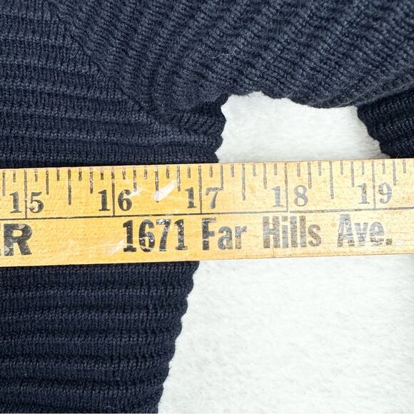 REISS Ribbed Textured Asymmetric Zip Front Sweater Jacket Navy S Preppy Minimal - Picture 10 of 12